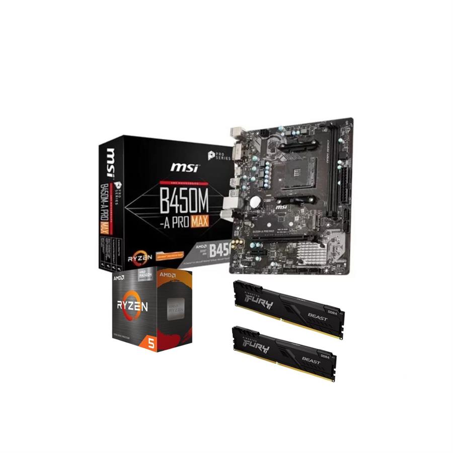 COMBO ACTUALIZACION AMD RYZEN 5 5600G + 8GBX2 DDR4 RAM + MOTHERBOARD B450M - A PRO MAX