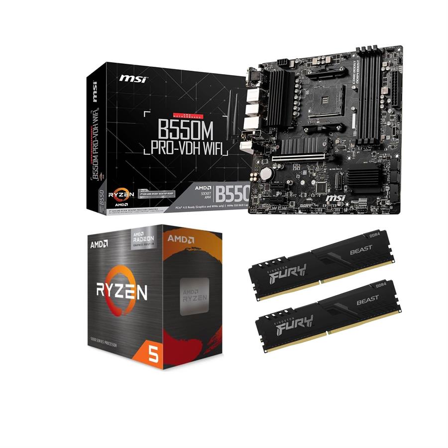 COMBO ACTUALIZACION - AMD Ryzen 5 5600G + Motherboard MSI B550M PRO-VDH WIFI AM4 + 16 GB RAM 3200 MHz (2*8GB)