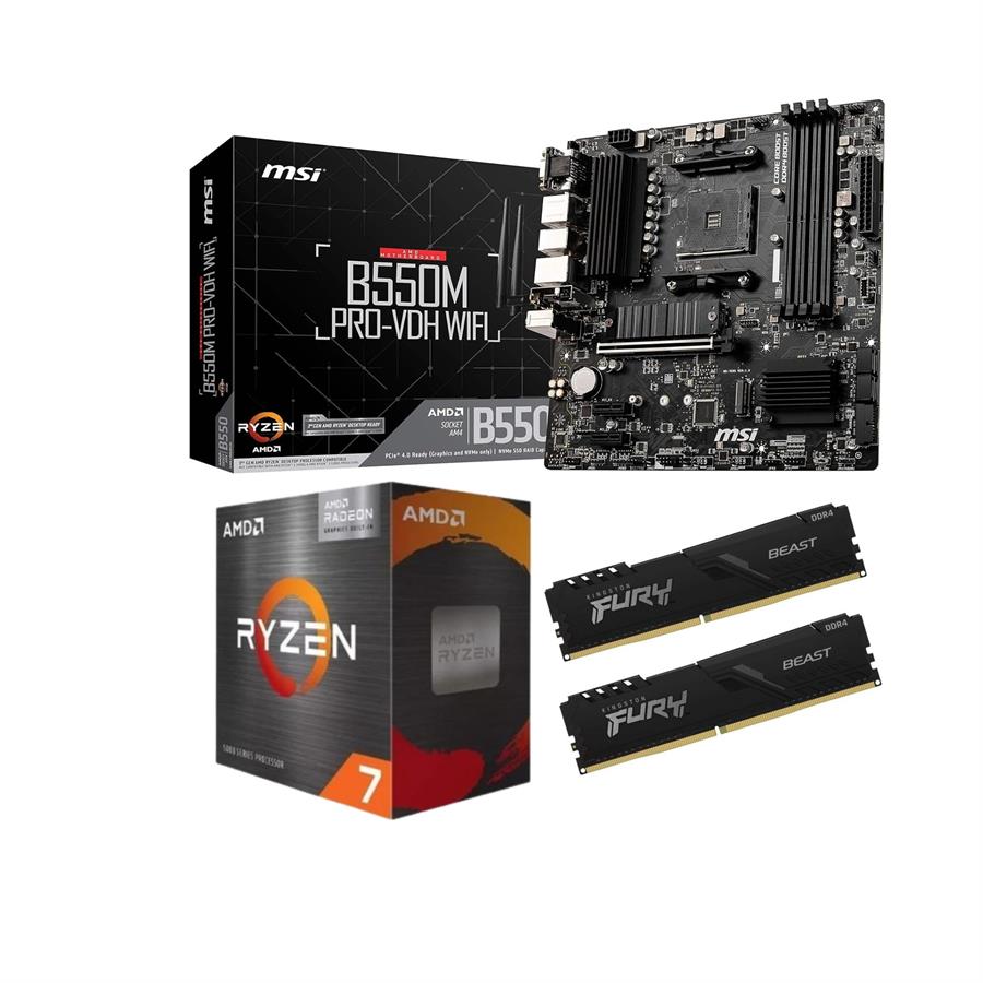 COMBO ACTUALIZACION - AMD Ryzen 7 5700G + Motherboard MSI B550M PRO-VDH WIFI AM4 + 16 GB RAM 3200 MHz (2*8GB)